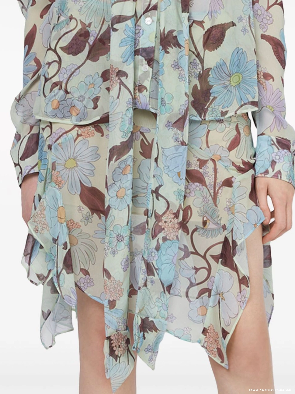 Cheap Women skirt McCartney silk Stella Garden-print chiffon Lady 0711